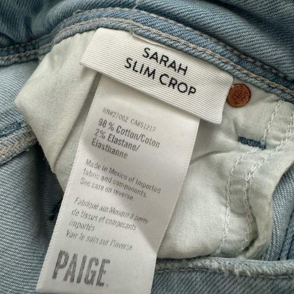 *MOVING SALE* Paige Sarah Slim Crop Jeans- size 25 - Picture 6 of 6